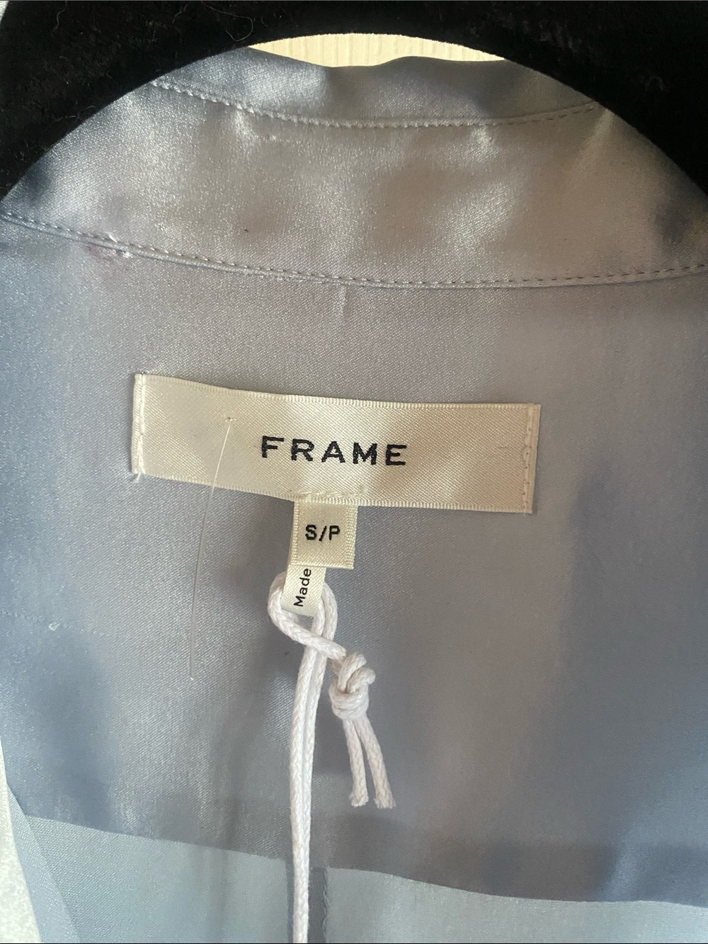 Frame The Standard Women's Stretch Silk French Cuff Button-Up Blue Blouse NWT - Picture 9 of 14